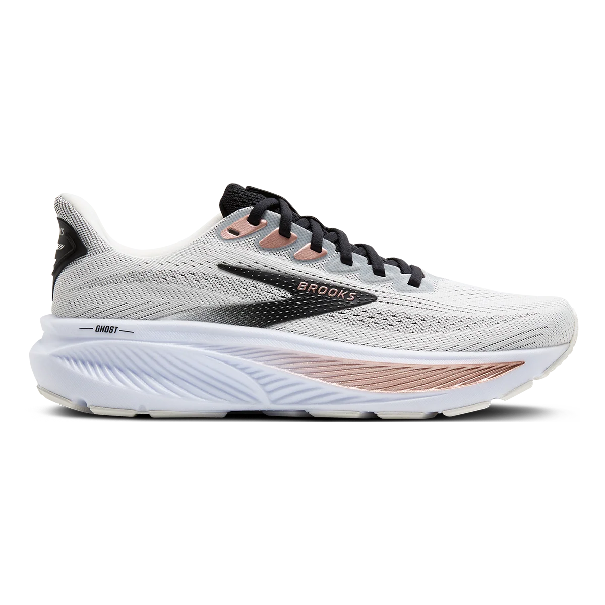 Brooks Ghost 17 White - Black - Rose Gold