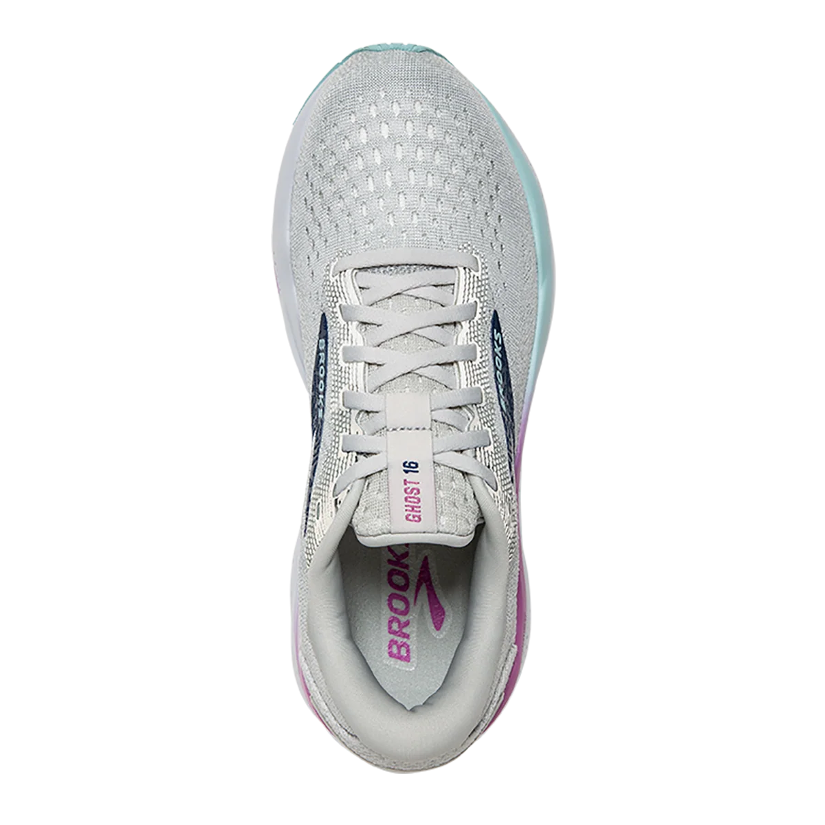 Brooks Ghost 16 - White - Grey - Estate Blue