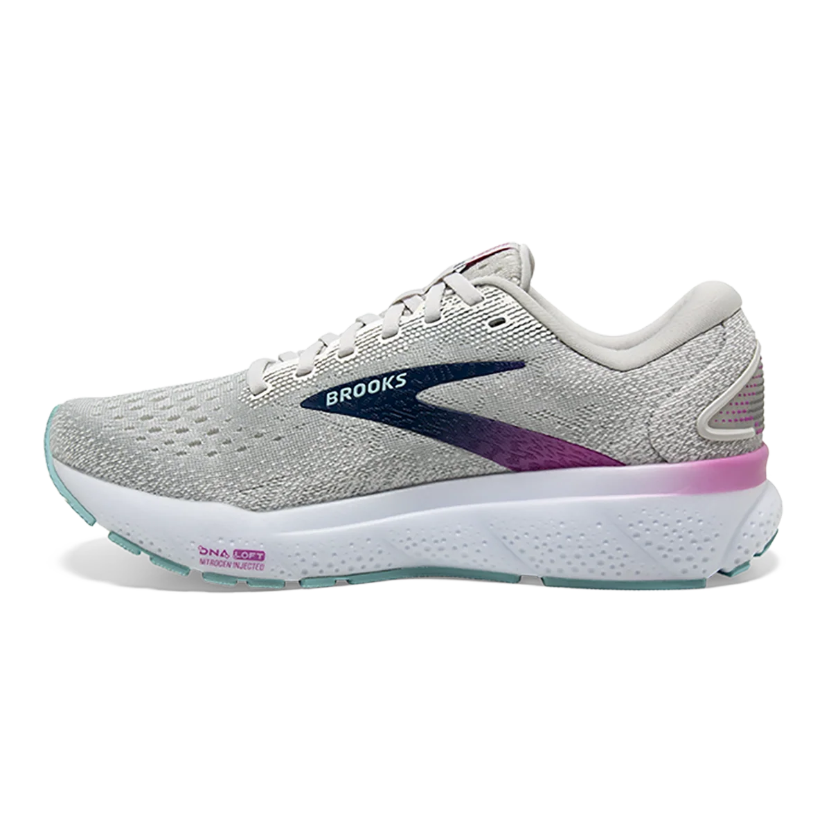 Brooks Ghost 16 - White - Grey - Estate Blue