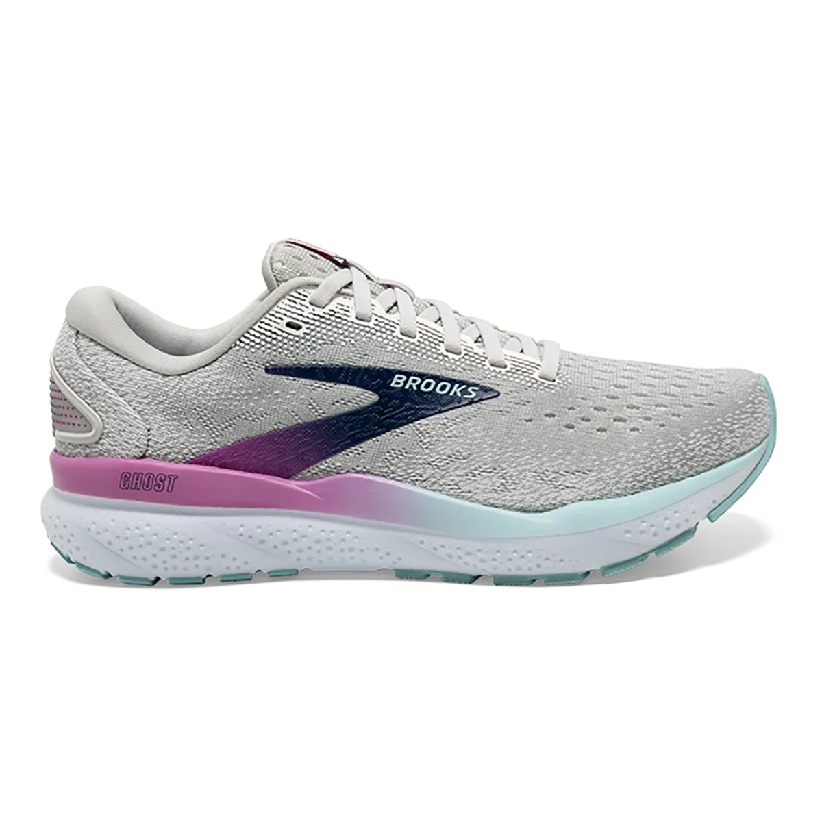 Brooks Ghost 16 - White - Grey - Estate Blue