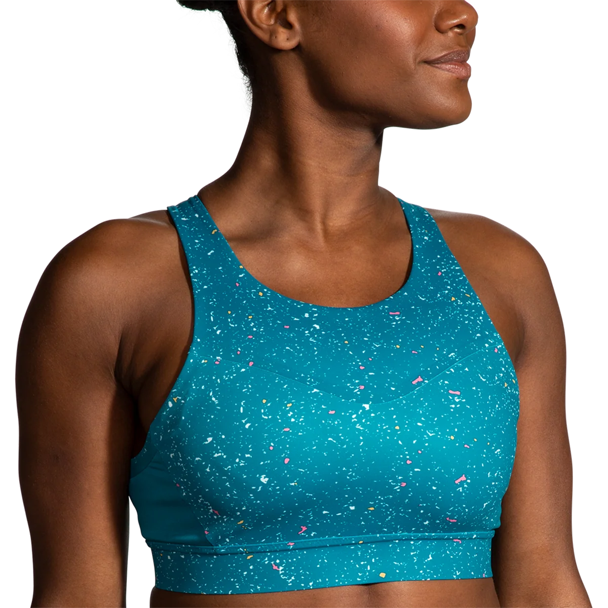 Brooks Drive 3 Pocket Run Bra - Lagoon Speckle Print