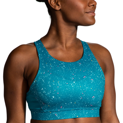 Brooks Drive 3 Pocket Run Bra - Lagoon Speckle Print