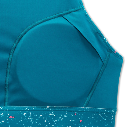 Brooks Drive 3 Pocket Run Bra - Lagoon Speckle Print